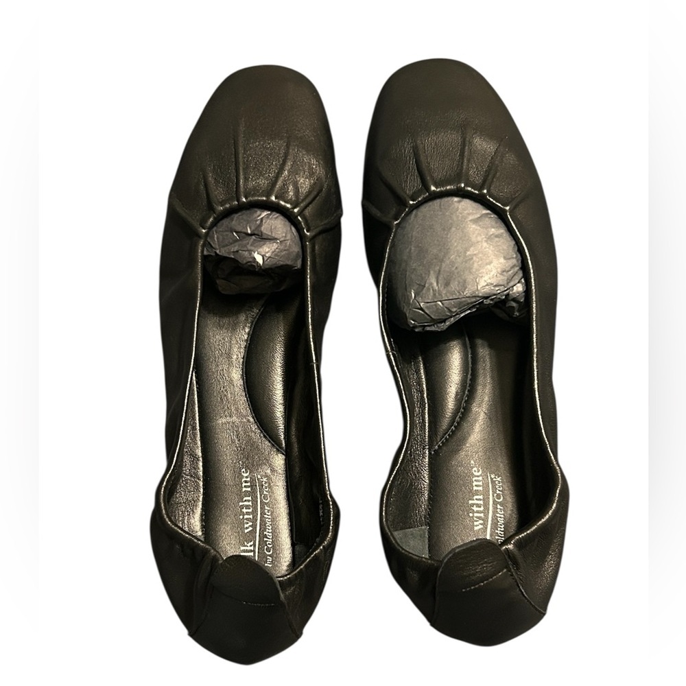 Coldwater Creek Black Genuine Leather Ballet Flats Women 8.5 Feminine Casual
